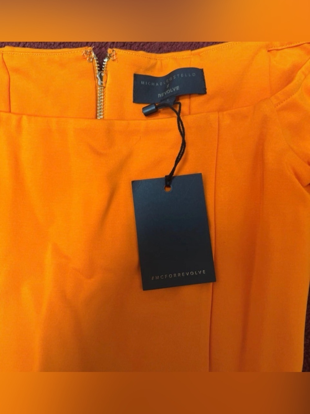 Michael Costello Orange Off-Shoulder Long Sleeve Bodycon Dress - Picture 8 of 11